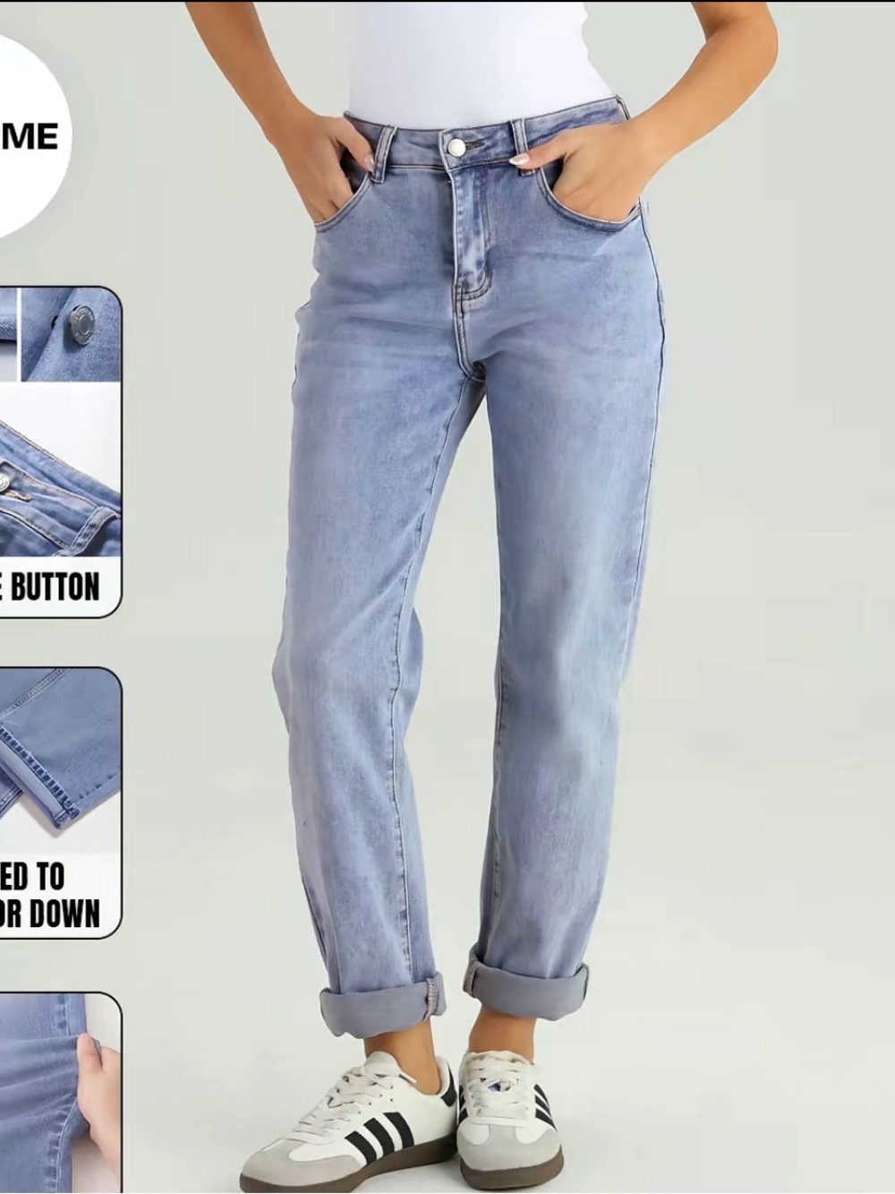 Women’s Light Blue High-Rise Straight Jeans